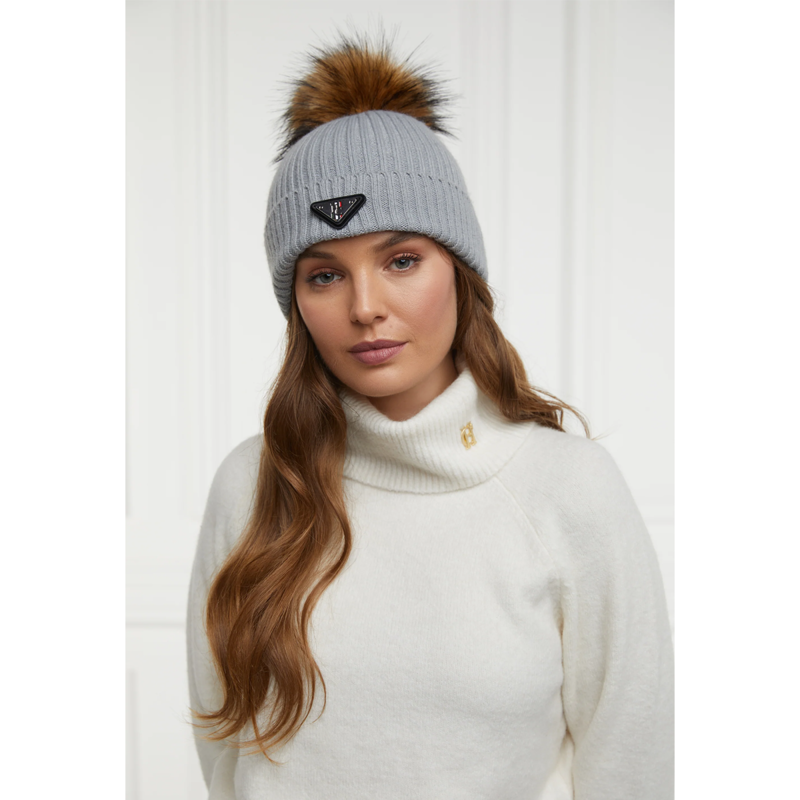 Holland Cooper Burghley Bobble Hat - Soft Grey-2